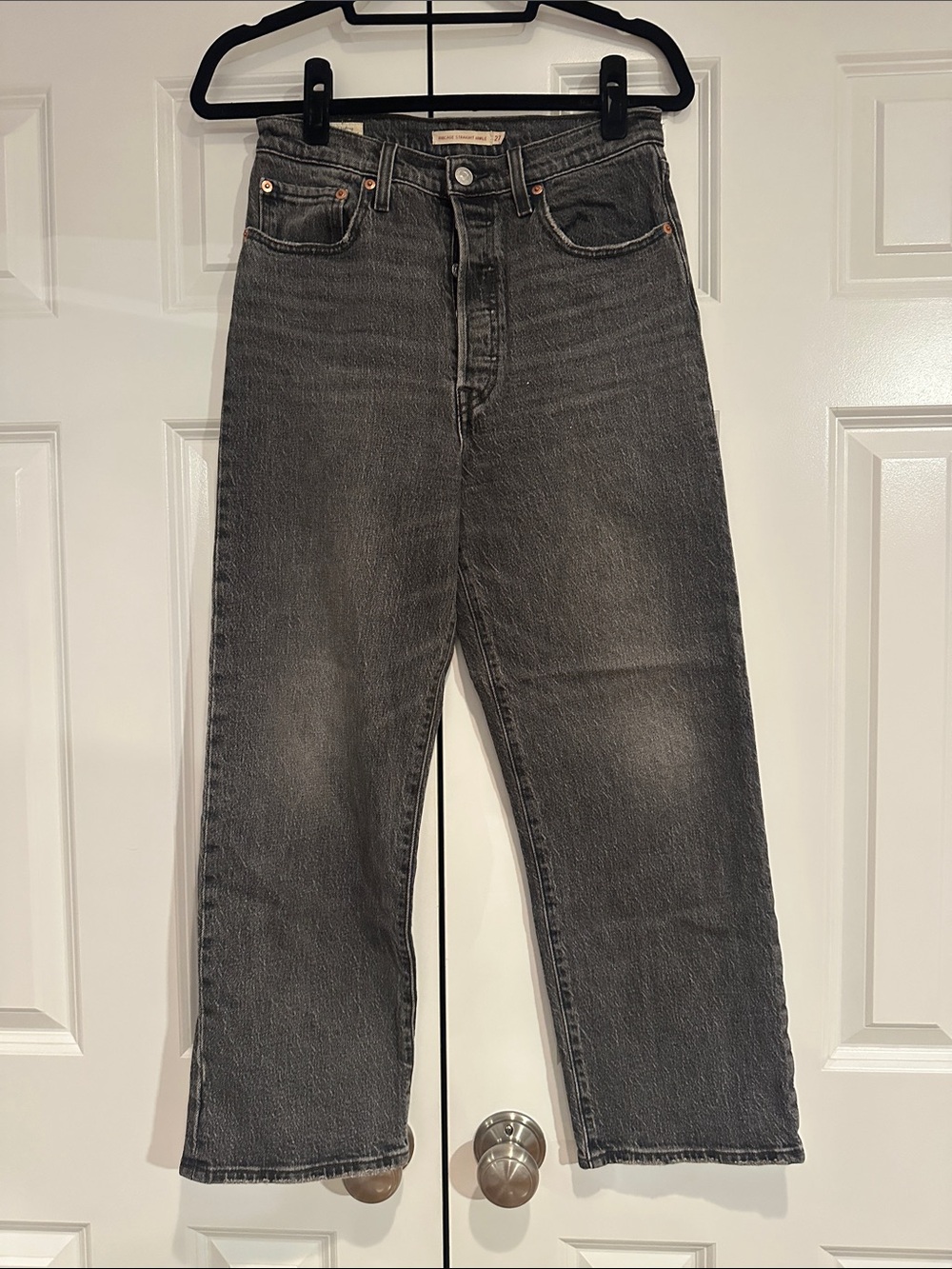Levi's Ribcage Straight Ankle Jeans - Charcoal
